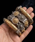 Antique Dual Tone Tribal Kada Bracelet Set for Women | Oxidized Silver & Gold Finish Ethnic Bangles