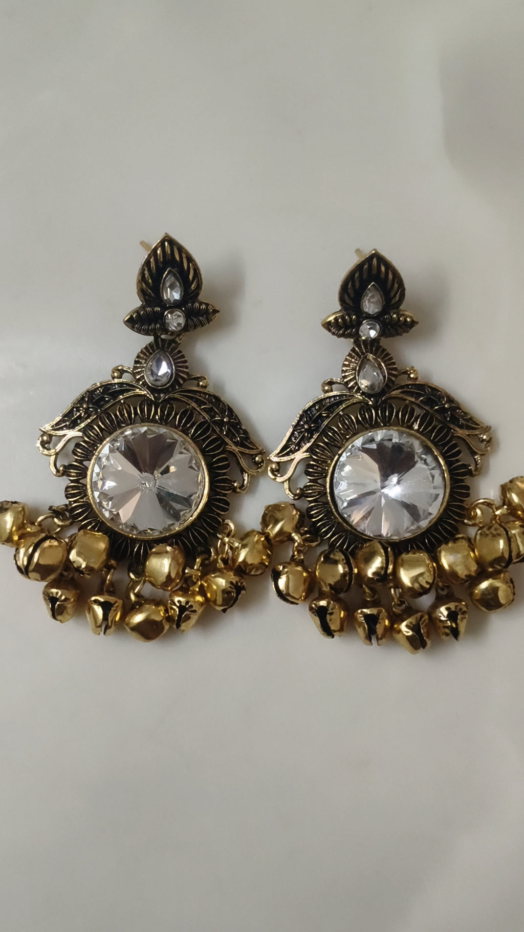 Crystal Ghungroo Earrings | Statement Ethnic Drop Earrings for Women