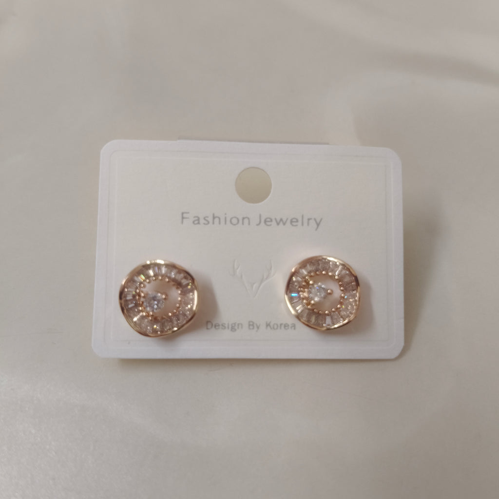 Rose Gold Crystal Stud Earrings for Women | Korean Fashion Jewellery