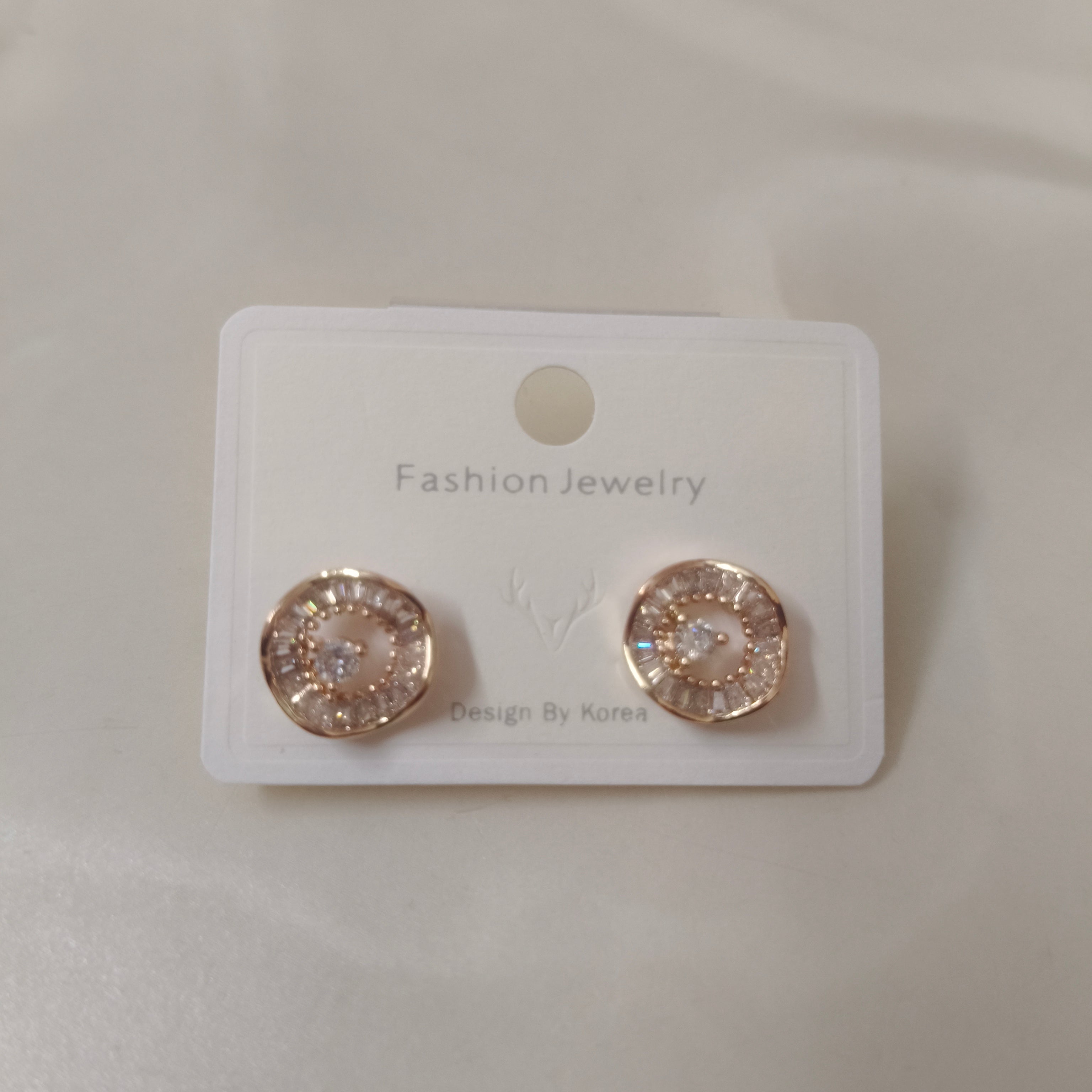 Rose Gold Crystal Stud Earrings for Women | Korean Fashion Jewellery