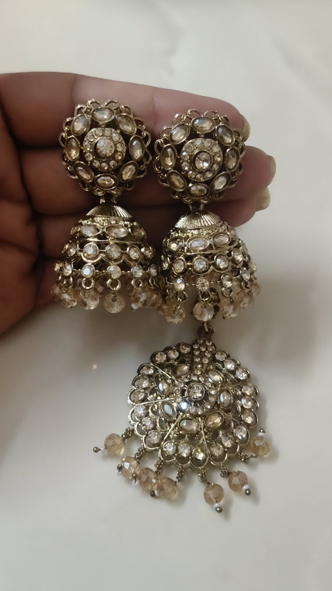 Traditional Polki Jhumka Earrings with Matching Maang Tikka Set |