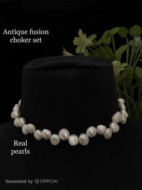 Antique Fusion Real Pearl Choker