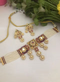 Royal Kundan Pearl Choker Set | Traditional Bridal Necklace Set with Earrings