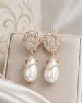 Luxury Crystal Pearl Drop Earrings | Premium Bridal & Party Wear Earrings