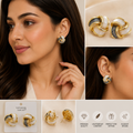 Luxury Knot Stud Earrings for Women | Gold Plated White & Black Enamel Earrings
