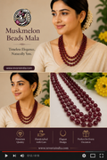 Ruby Red Muskmelon Beads Mala – Premium Handcrafted Multi-Layer Necklace