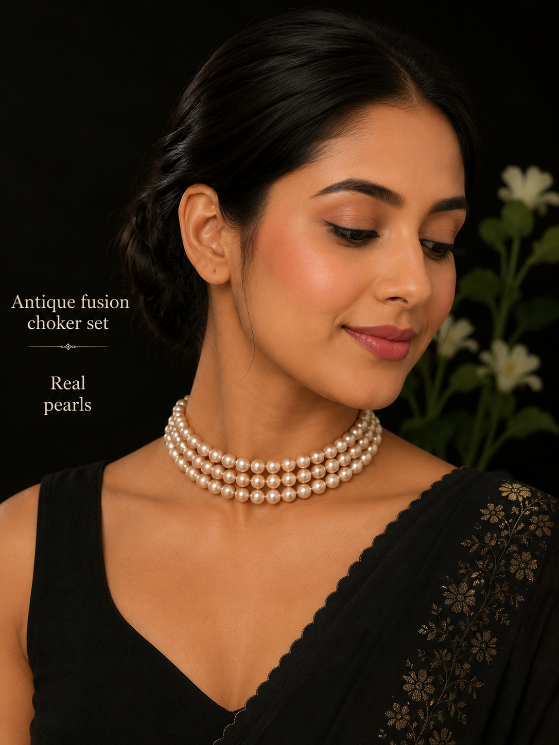 Revoria Antique Fusion Real Pearl Choker