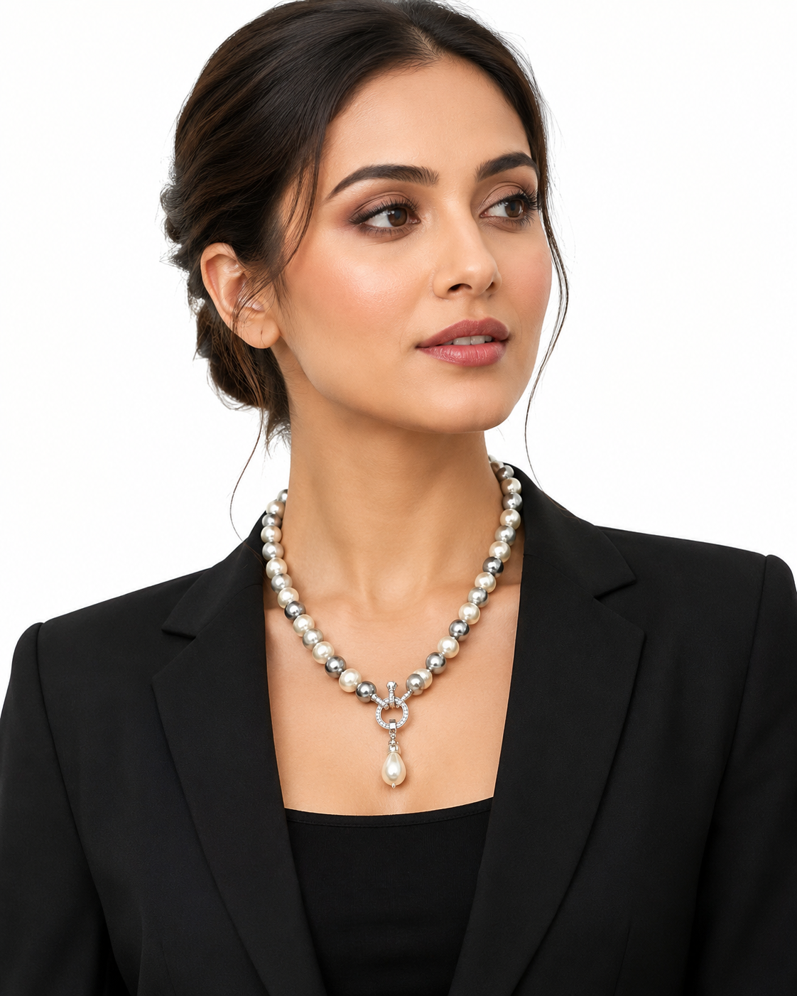 Dual Tone Pearl Statement Necklace