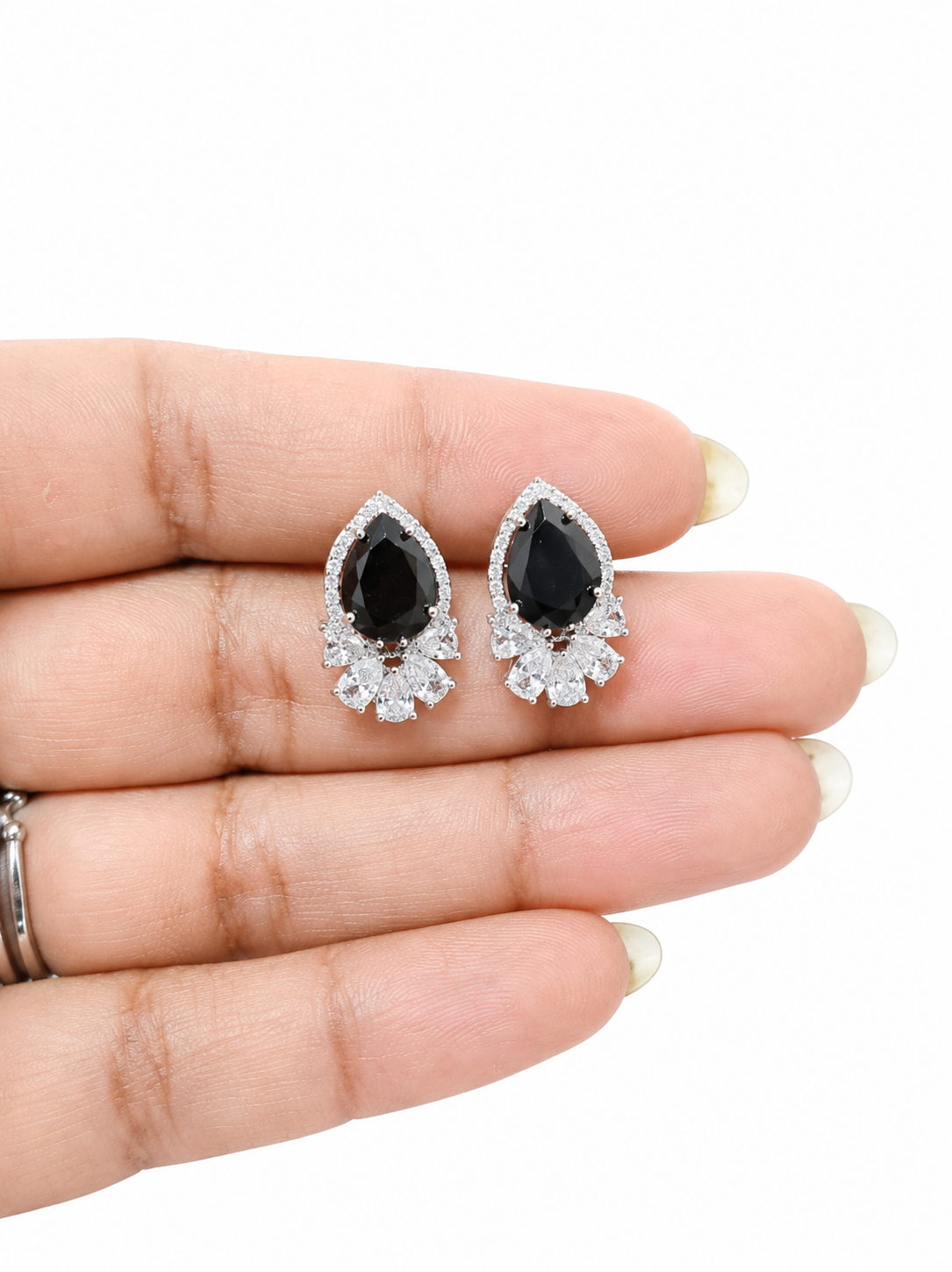 Black Crystal Teardrop Stud Earrings | Luxury Statement Earrings