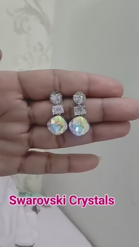 Premium Aurora Crystal Drop Earrings | Luxury Statement Party Earrings for Women