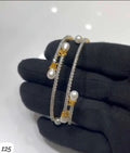 Elegant American Diamond Pearl Openable Bangles for Women | Premium Pair